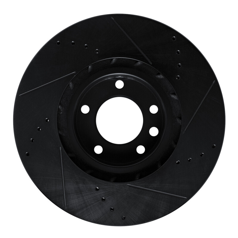 Porsche Cayenne Brake Rotor (1) - Right Front - R1 Concepts - Drilled & Slotted - Black - `11-`18